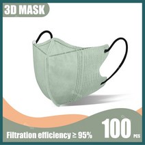 덴탈 먼지 위생 건강 칼라 마스크3D 디자인 일회용 얼굴 마스크 Chirurgical 4 레이어 Meltblown 부직포 페, 19 Mint Green 100PCS, 한개옵션1