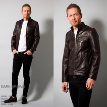 Liugoo Leathers 명품 가죽 싱글라이더 재킷 남성 SRS07, 다크브라운