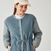 21FW [Wonder-Fleece] 다크그린 소매 퀼팅 우븐 믹스 쉐르파 점퍼 HWJU1D973E3