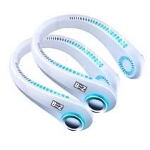 넥선풍기 넥풍기 LED 목걸이형 목선풍기 BLDC 조용한 목에거는 넥밴드 선풍기, 1+1 biz LED목선풍기 흰색