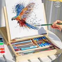 차쿠 휴대용 접이식 원목 나무 테이블 이젤 미술 화판 그림