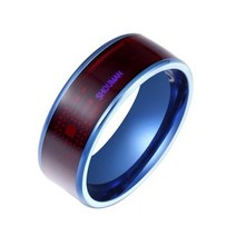 블루투스 반지 NFC 칩 링 패셔너블 호환 두꺼운 스테인레스 스틸 범용 스마트 일상용, 8+Blue