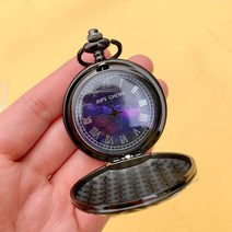 우주 회중시계 목걸이 시계 주머니시계 팬던트 빈티지시계 은하수핑크블랙
