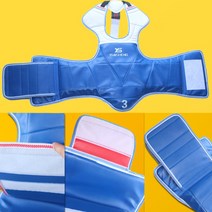 Yinsheng 어린이 성인 태권도 가슴 버클 가라데 산다 방탄복 경쟁 실제 전투 양면 갑옷, 문자열형  파란색과 빨간색 양면