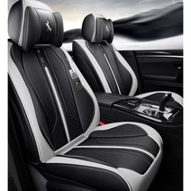 유니버설 핏 자동차 액세서리 시트 커버 트럭 SUV용 내구성 가죽 품질 5 인용, 01 Black with white