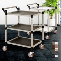 뷔페 호텔 2단 3단 서빙카트 이동트레이 작업용품 가성비좋은 쉽게일하기, 내츄럴오크 3단 중