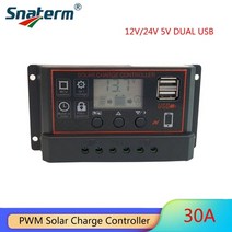 태양광 컨트롤러 충전기 태양전지 간편 50A 60A 80A 100A 태양 광 충전 및, 블랙 30a, 12v 24v 자동
