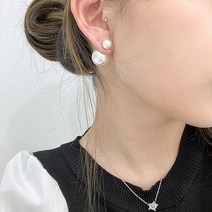 포인바이수 당일출발 사계절 착용 언발란스 볼드한 왕 진주 하객 눈사람 귀걸이 10Color