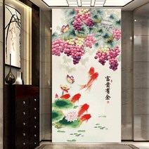주렁주렁 포도나무 구어 보석십자수 비즈 도안 금전수 자수 대형, 도안110×220cm사이즈