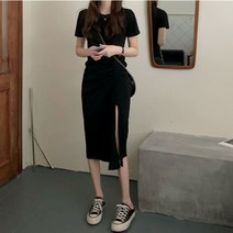 여름원피스 바캉스룩 여자원피스 휴가룩 포인트 셔링 한쪽 앞트임 반전 데일리 (올핀)_1972EA