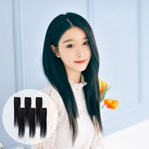 여자 인모 슬림 6피스 밀착스킨 스트레이트 셀프 붙임머리 45cm 부분가발 인모피스 숱보충용, 2핀x6pcs, #4