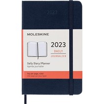 Moleskine 2023년 데일리 플래너 12M 포켓 블랙 하드 커버 (3.5 x 5.5) [관부가세 포함] 586196, Sapphire Blue