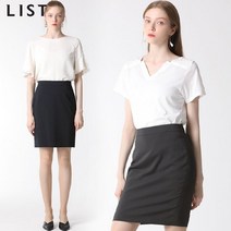 리스트 리스트 솔리드 베이직 포멀 스커트