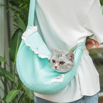 고양이 강아지 댄디 크로스백 캐리어 반려동물 가방 애완동물 안전이동백 캔버스백 여행, 민트_L(43x11x29cm)