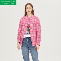 베네통 클로버 체크 린넨 셔츠 BABL55231