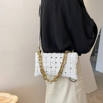 우븐 스퀘어 크로스 백 솔리드 컬러 체인 미니멀리스트 메신저 가방 4개 컬러