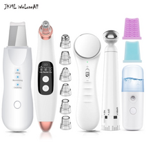 피부관리기 홈케어 리프팅 쿨링마사지기 클린징 초음파 스크러버 + 블랙 헤드 리무버 전기 모공 클리너 + 나노 스프레이 페이스 스티머 + 페이셜 마사지 기기 + 아이 뷰티, 5개 세트1, 5개 세트1