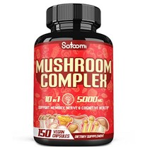 10 in 1 버섯 복합 캡슐 5000 mg 150캡슐 사자 갈기 동충하초 영지버섯 차가버섯 잎새버섯 표고버섯 팽이버섯 아가리쿠스 메모리 면역 지원