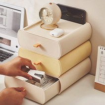 글라움베어 미니서랍 책상 정리함 사무실 책상 위 수납함 데스크오거나이저, 크림화이트