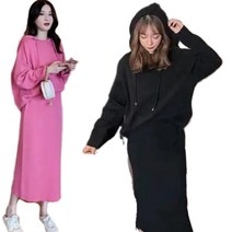 봄 여성 후드티 스커트 세트 티셔츠 롱스커트 원피스