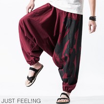 JUST FEEL!NG 여름 오버핏 빅사이즈 비치 바지 루즈핏 면 마 린넨 루즈핏 캐주얼 9부 밴딩 팬츠