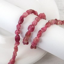 [5484-07]원석 조약돌 약6x8mm천연석 핑크투어마린 7월탄생석/루비 반줄(약19cm)