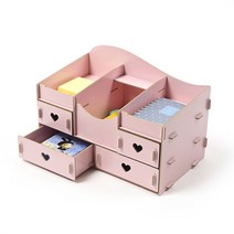 [여로] MDF 핑크하트 데스크정리함 책상정리 정리함 정리대 수납함 소품함 화장품 DIY 화장대 다용도
