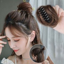 볼륨 가발 집게핀 여자 똥머리 당고머리 만두머리 올림머리 부분가발 가발집게핀 가발핀 부분가발*, 02.곱슬머리-라이트브라운