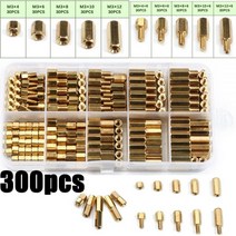 300Pcs M2M3 육각 머리 구리 기둥 황동 Standoff 페이서 나사 레 남성여성 PCB 회로 보 탠 오프 키트, 300Pcs M2