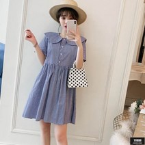 가바바 여성 빅사이즈 원피스 둥근카라 잔체크 큐티청순 미니원피스 G62425
