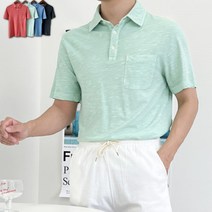 남성 멜란지 워싱 순면 데일리 카라 반팔티 내추럴 봄소풍코디 세련된컬러