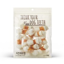 더주스 Think your dog teeth 딩고 소가죽 강아지 껌 소 15p, 치킨우유껌, 3개입