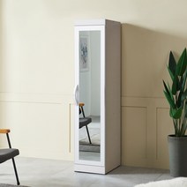 준 400 원룸 슬림 싱글 수납 전신거울 틈새 옷장 시리즈, 웬지화이트
