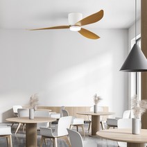 LED 실링팬 132CM 저소음 거실등 천장형 선풍기 인테리어 카페 홈 조명, LED 실링팬 화이트 우드 (일체형) 20W