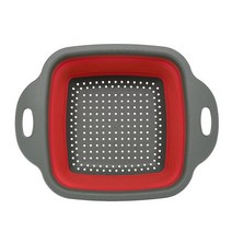 과일세척기 Fruit Vegetable Washing Machine 접이식 실리콘 드레인 바구니 야채 과일 세척 바구니 접이, 05 rectangle-red_02 L