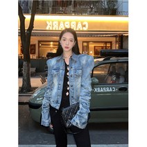 카라넥 TURNUP 진다리 상패 디자인 주름 광활 어깨 클래식 데님점퍼 여성 2022 년 봄가을 4989968549