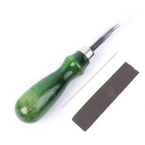 가죽 가장자리 스카이빙 베벨 나무 손잡이 공예 DIY 절단 도구 키트 1 세트, 02 0.6mm