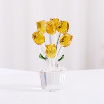 크리스탈 꽃다발 장식 소품 유리공예 여친 집들이 인테리어 선물, 옐로우 플라워
