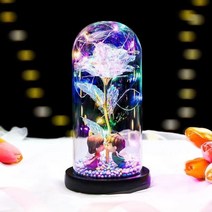 미녀와야수 유리돔 장미 로즈 무드등 한송이 인테리어 램프 선물, A