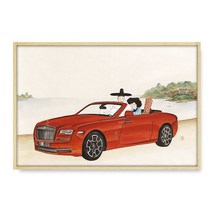 함보경 작가 (설렘) 일러스트 아트 캔버스 액자 거실 장식 카페 인테리어 소품 집들이선물, 원목