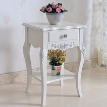 유럽풍 엔틱협탁 화이트 빈티지 협탁, 화이트 실버 40 x 35 x 60 cm