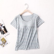 여성 노브라 반팔 티셔츠 줄무늬 오버핏 심플 여름 여자 노브라티 nobra shirt XK0486