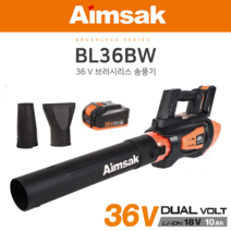 아임삭 BL36BW 충전송풍기 36V 5.0AH 충전 송풍기 충전블로워 브로워 브로아 노즐포함 배터리1개포함 세트구성, 1개