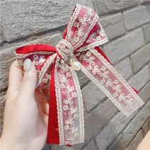 웨딩헤어핀 셀프 웨딩 혼주머리 뒤꽂이 헤어 어 패브릭 큰 활 봄 클립 레이디 레이스 자수