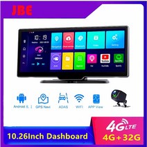 10.26 인치 대시 캠 4g + 32g 안드로이드 8.1 자동차 dvr 카메라 대시 보드 fhd 대시 캠 gps 와이파이 디지털 비디오 레코더 듀얼 렌즈, q88, 없음