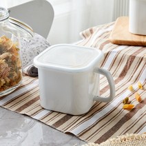 [모던하우스] 직화로 끓여서 바로 보관하는 법랑 핸들 저장용기 화이트, 1.45L, 1개