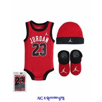 플레이키즈프로(NC수원터미널)2022년 FW신상-베이비사이즈(6-12개월)-면 소재-선물로 인기-점프맨레터링과 23넘버링으로 포인트를 준 바디수트세트(N224UU808P-RE)