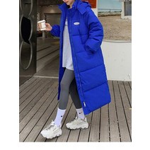 역시즌롱패딩 경량 구스 겨울패딩 따뜻한 후드 롱 파카 루즈핏 면 패딩 코트 및 재킷 여성용 두꺼운 외투