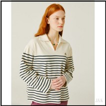 헤지스 여성 PUPPY네이비 퍼피자수 면 긴팔카라티셔츠HSTS3BL51N2