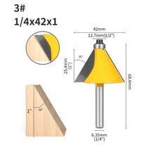 YUSUN 6.35MM 1/4 15/22.5/30 학위 모따기 베벨 에지 라우터 비트 목공 밀링 커터 페이스 밀, 6.35x42x1